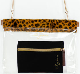 Clear Hinge Purse with leopard trim