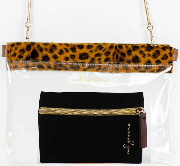 Clear Hinge Purse with leopard trim