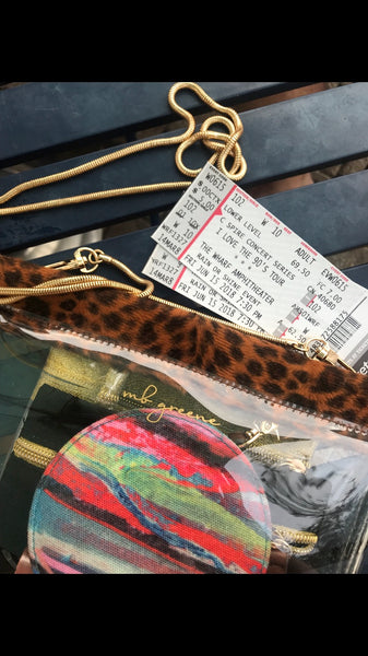 Clear Hinge Purse with leopard trim