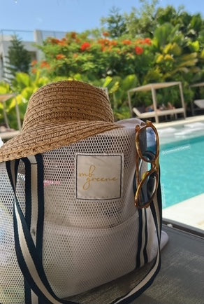 Mesh Tote navy handle