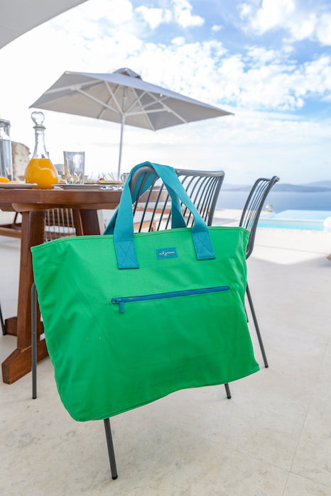 Green Canvas Stripped Tote — WILLISTON CAMPUS STORE